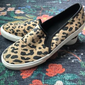 Keds Leopard Print Slip Ons, Size 10